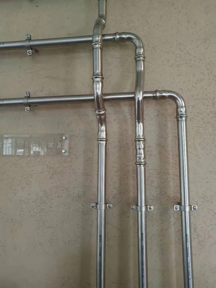 Metal pipes fastened to the wall